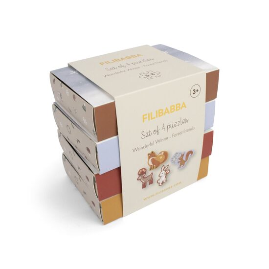 Filibabba Set of 4 puzzles – Wonderful Winter – Forest friends