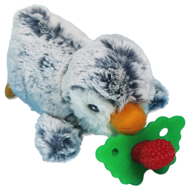 RaZbaby - plush paci/teether holder with teether - penguin & red